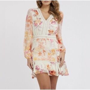 guess pink floral dress Nordstrom GUESS New Juna Metallic Floral Print Wrap Dress in Pink at Nordstrom, Size Small